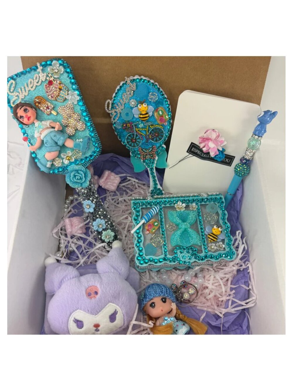 Teen Girl Birthday Gift Set | Mirror, Brush & Jewelry Box